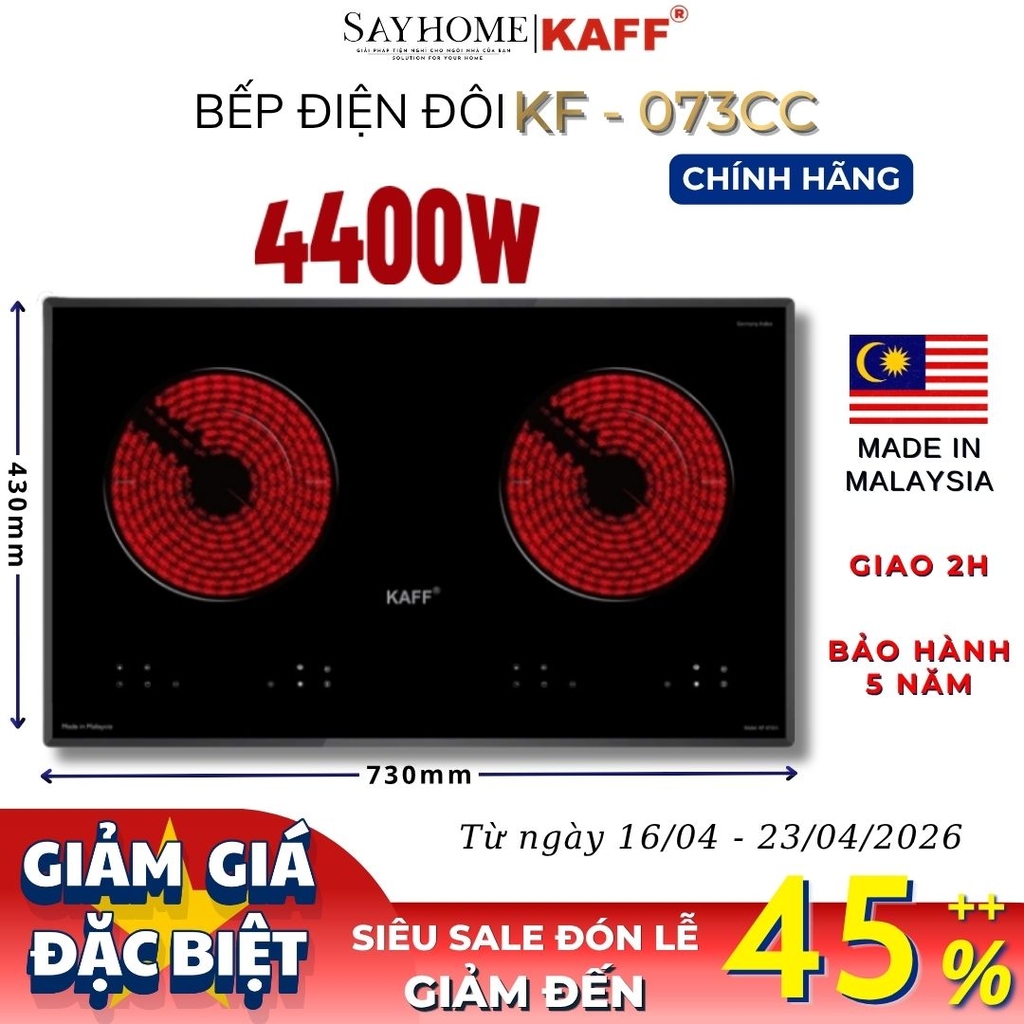 Bếp hồng ngoại đôi KAFF KF-073CC - Bảo hành chính hãng 5 năm