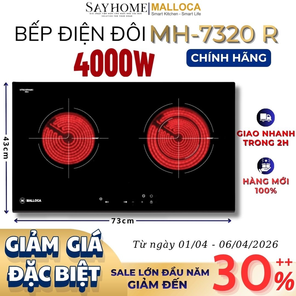 Bếp điện đôi MALLOCA MH-7320 R - Hàng chính hãng
