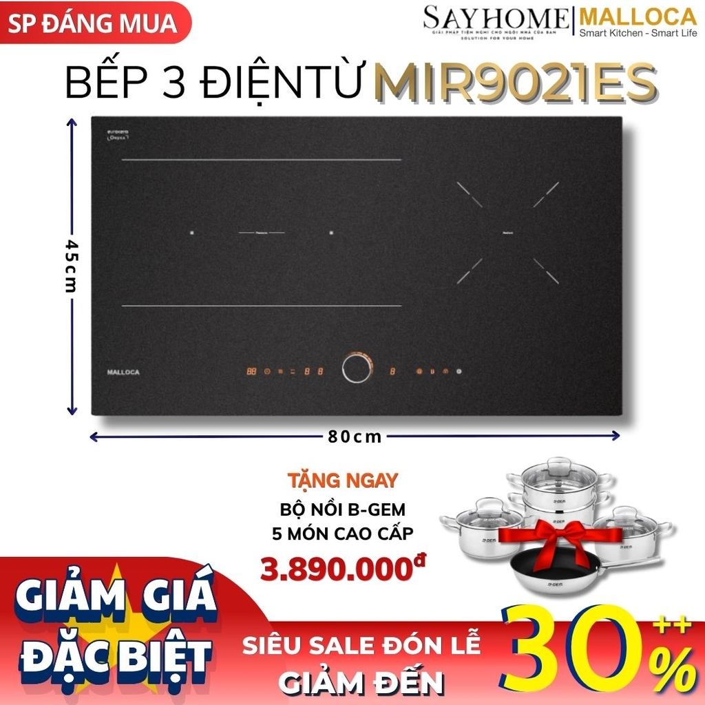 Bếp chống xước 2 từ 1 điện MALLOCA MIR9021ES - Hàng chính hãng