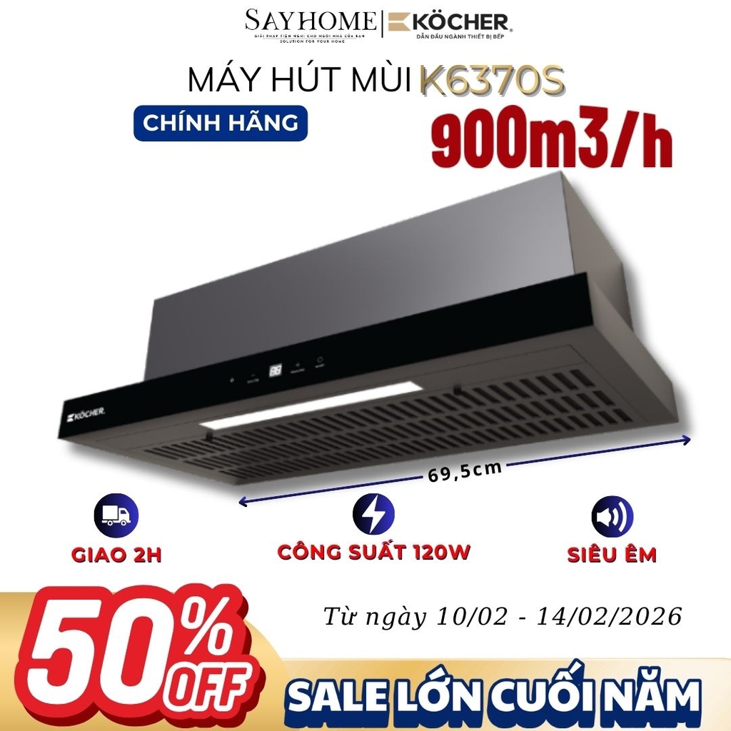 Máy hút mùi Kocher K6370S âm tủ, điều khiển cảm ứng - Hàng chính hãng