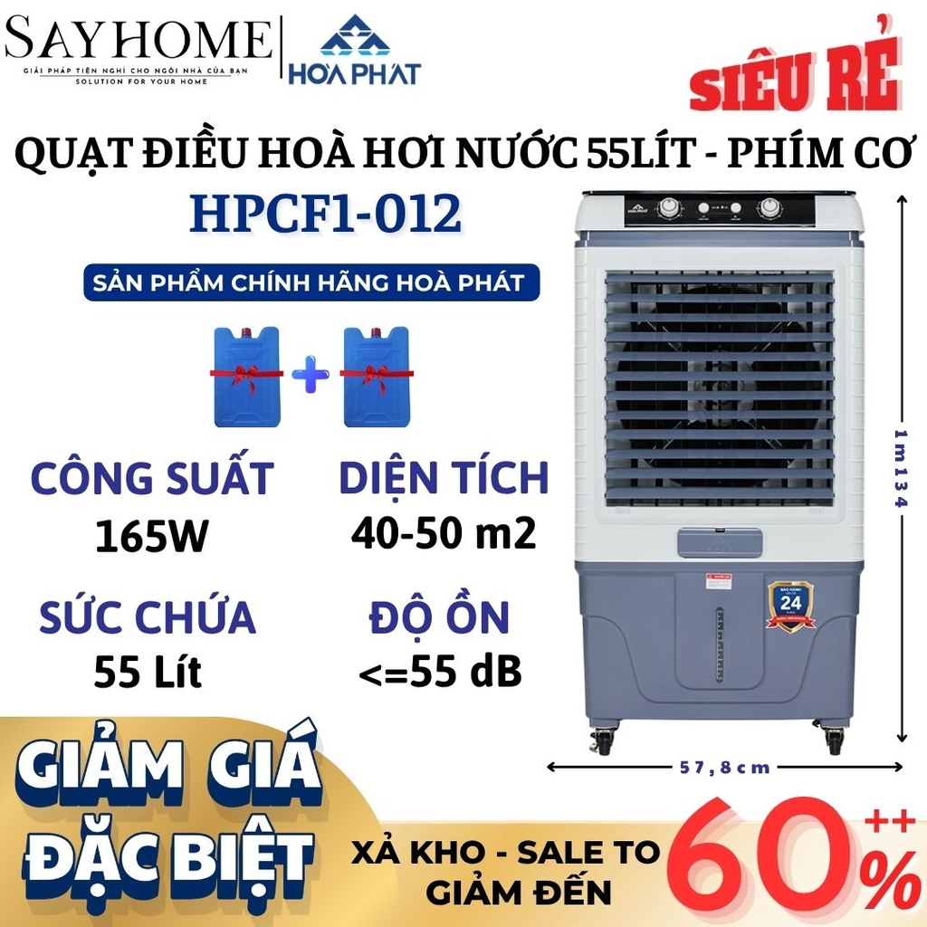 Quạt hơi nước Hoà Phát HPCF1-010 / 011/ 012 Phím cơ 55 Lít - Chính hãng - quạt điều hòa