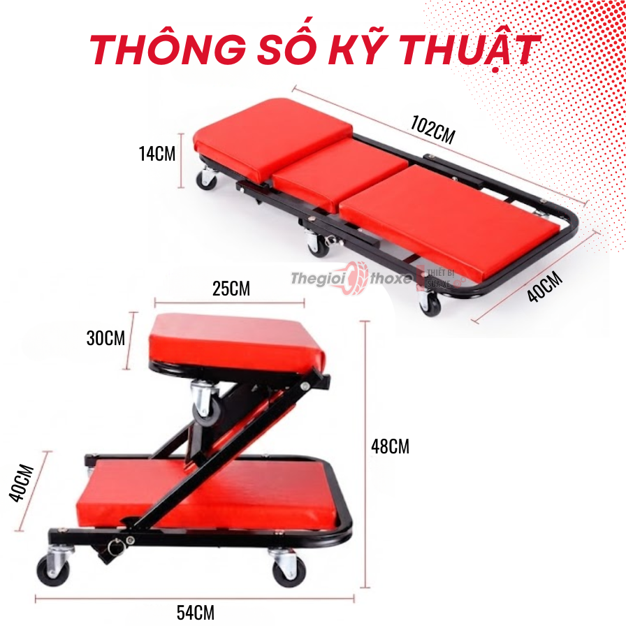 Ghế nằm sửa xe gấp gọn 2 trong 1