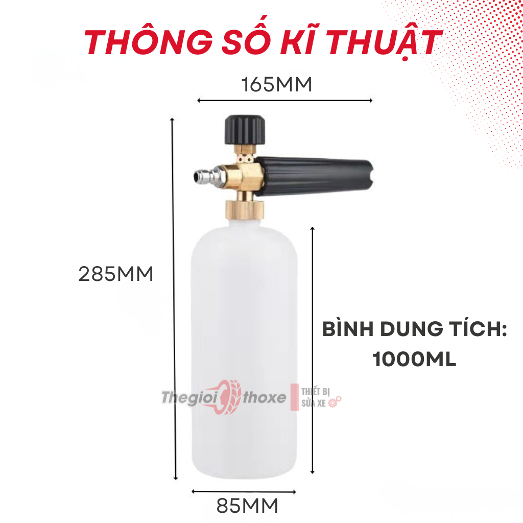 Bình tạo bọt tuyết gắn súng phun rửa xe