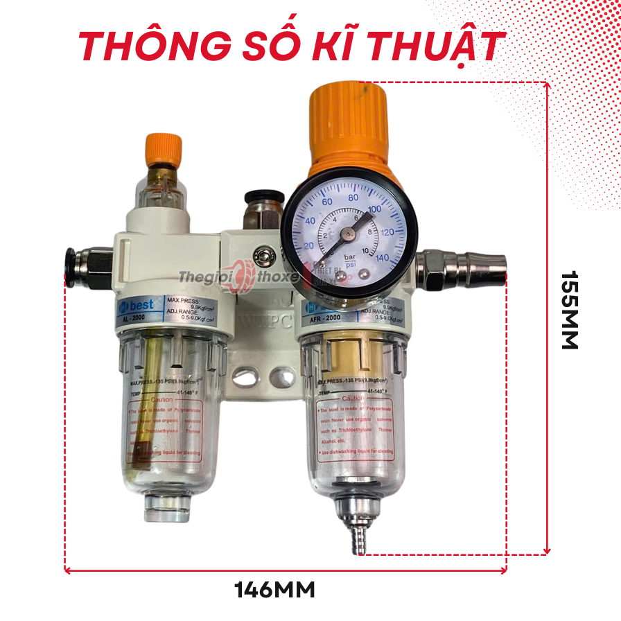 Bộ lọc khí nén Đôi AFC2000 1/4 inch