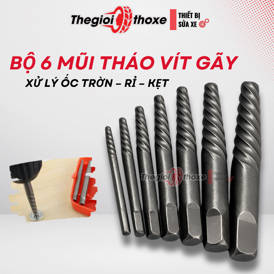 Bộ 6 mũi tháo ốc gãy