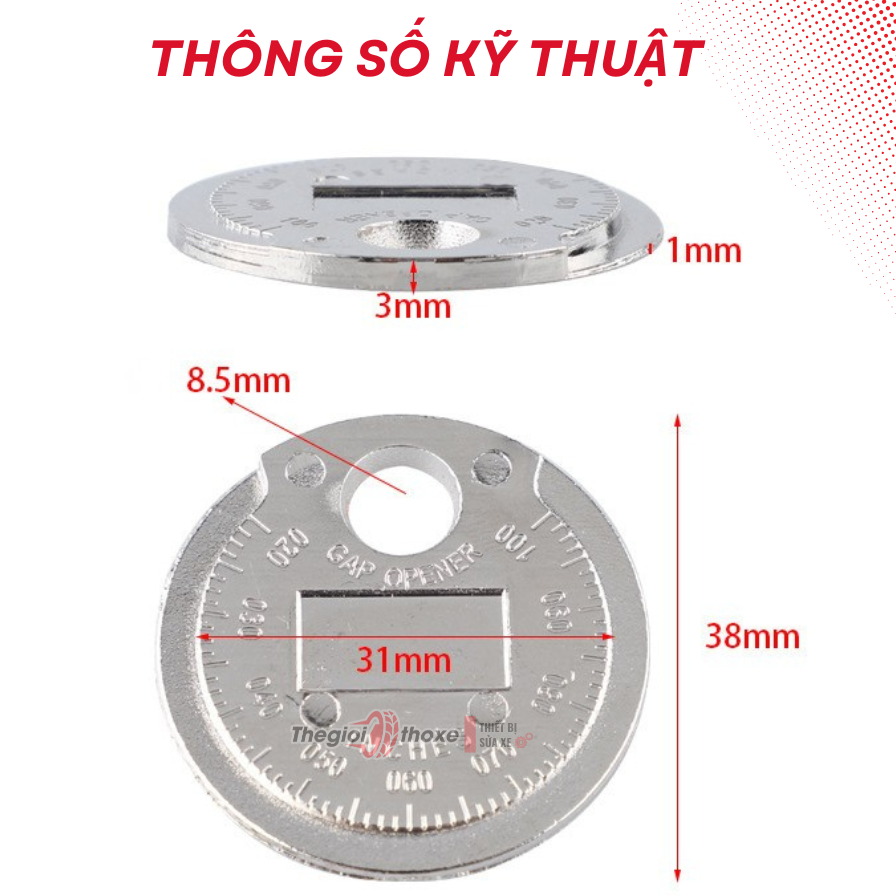 Đo khe bugi Dạng Đồng Xu