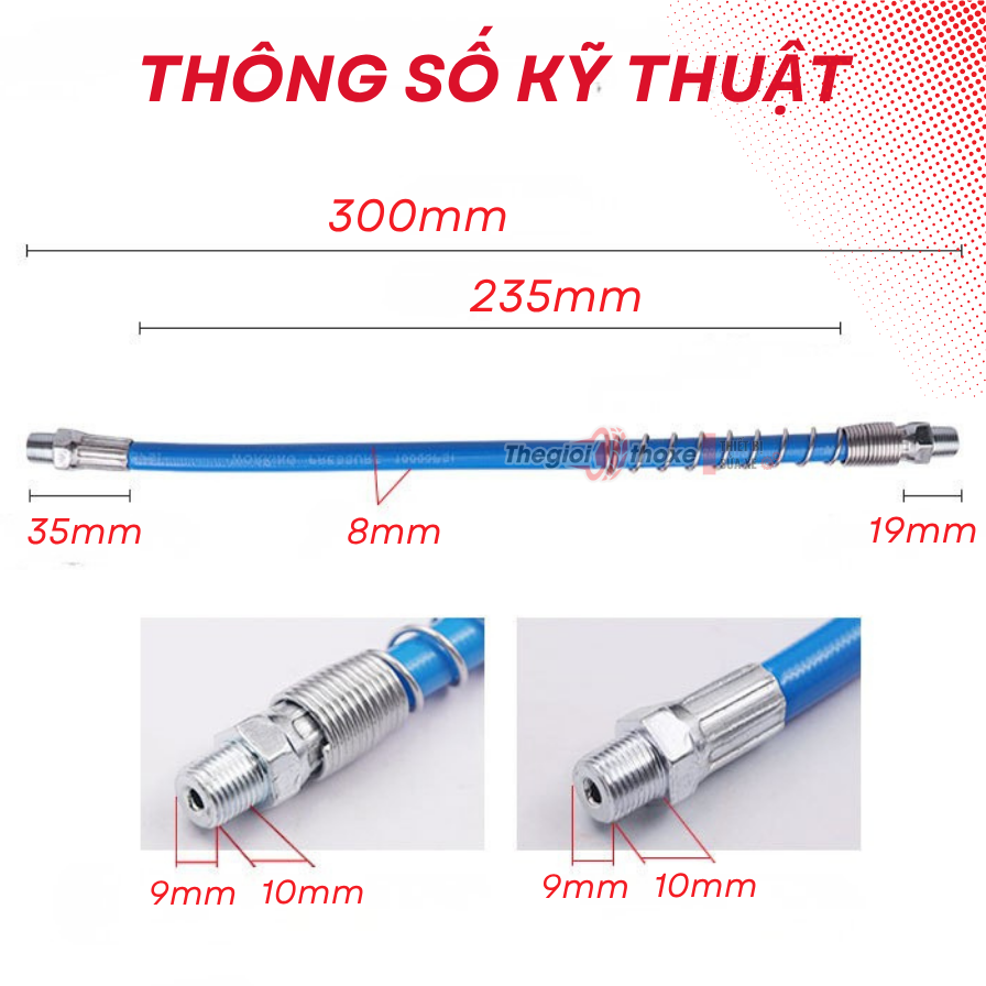 Ống nối đầu bơm mỡ 30cm