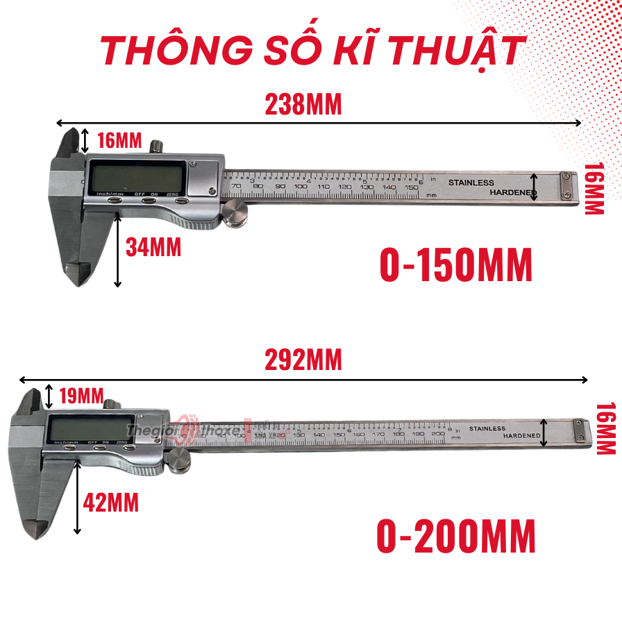 Thước kẹp Điện Tử LCD 150mm/200mm