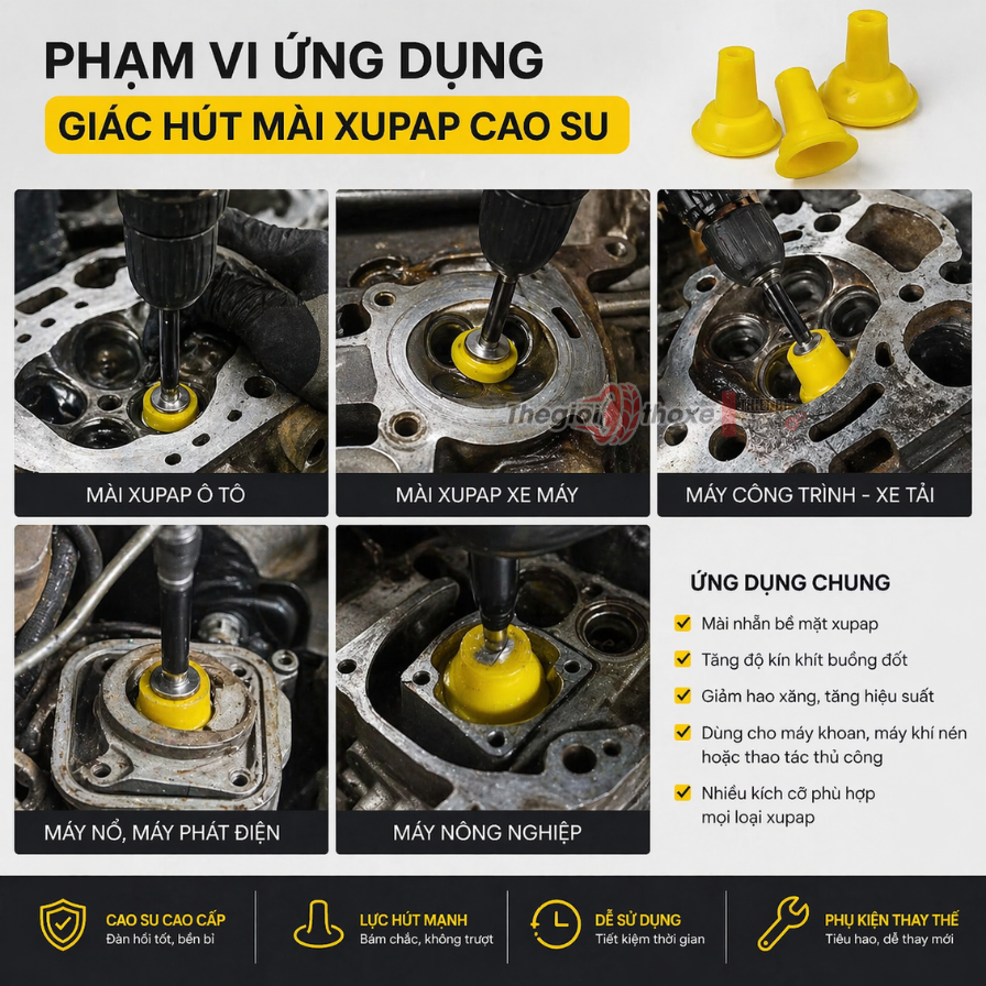 Núm cao su gắn máy rà xupap (3 size)