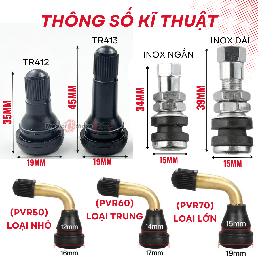 Van Hơi Thay Thế Cho Lốp Không Săm - Đa Dạng Mẫu
