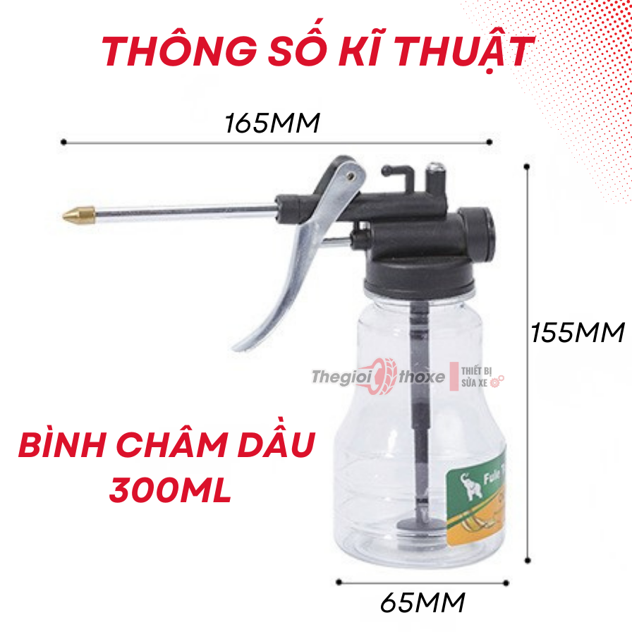 Bình tra dầu trong suốt 300Ml