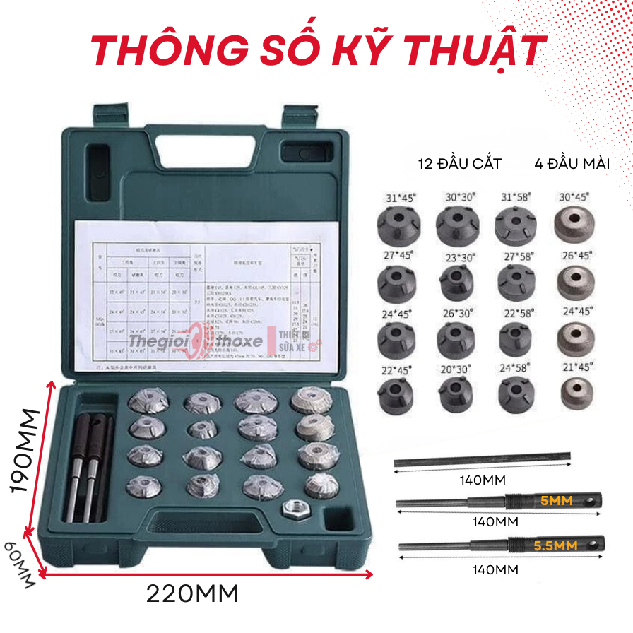 Bộ làm miệng xupap (Dao cắt + đá mài miệng xupap)