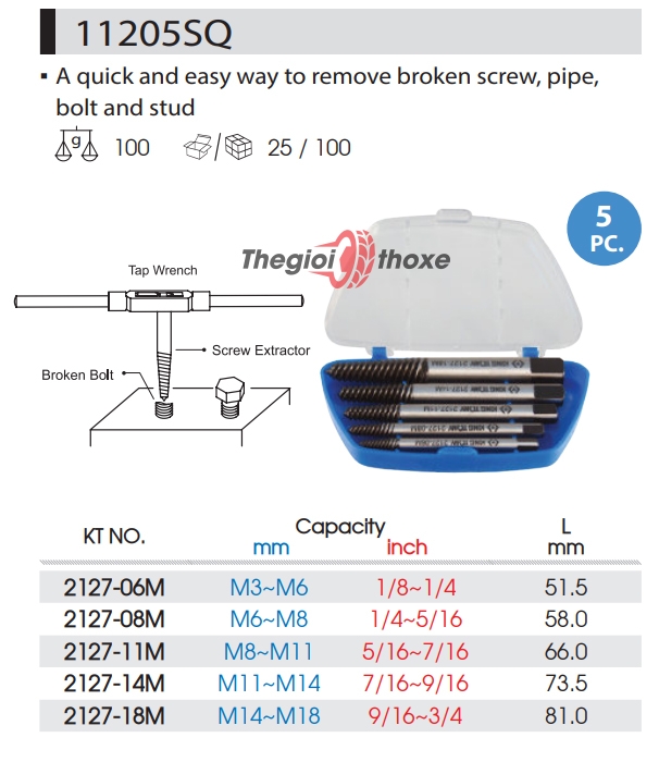 Bộ lấy ốc gãy Kingtony 11205SQ
