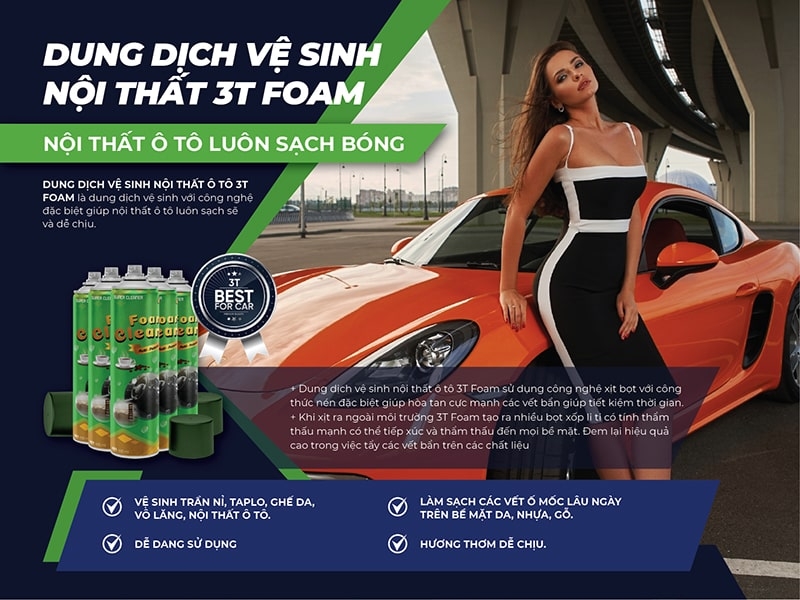 Chai xịt bọt vệ sinh ghế da xe hơi Foam Cleaner 3T