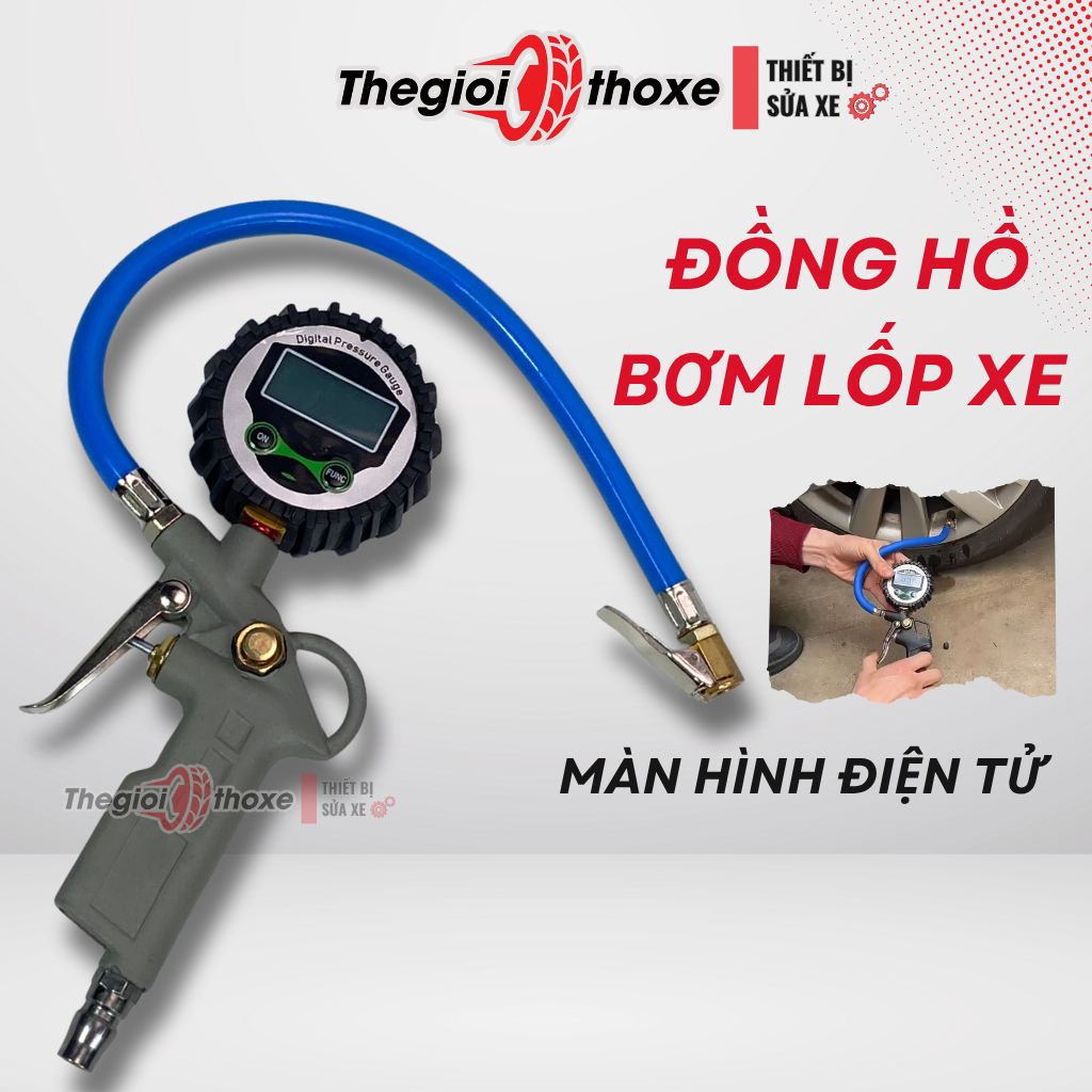 Đồng hồ bơm lốp điện tử ô tô xe máy (hiển thị số)