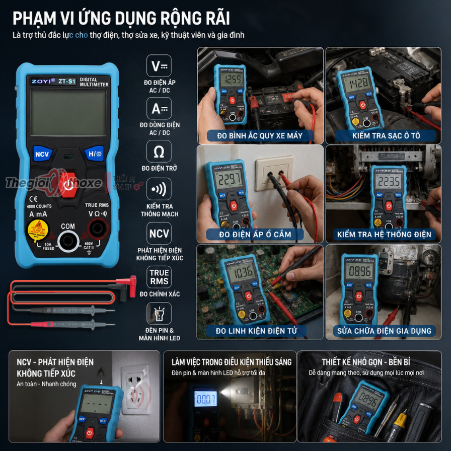 Đồng hồ vạn năng điện tử zoyi zt-s1 - Tự động nhận diện thang đo