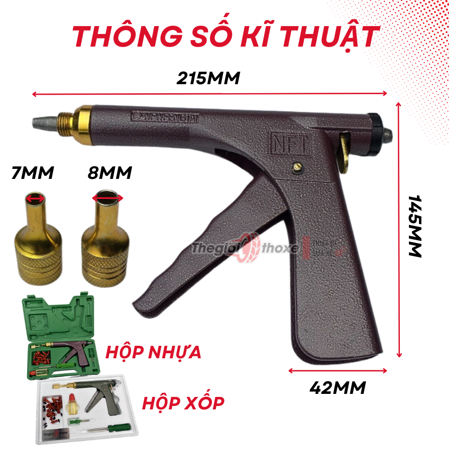 Bộ vá nấm lốp không săm (đi kèm 16 đạn nấm)