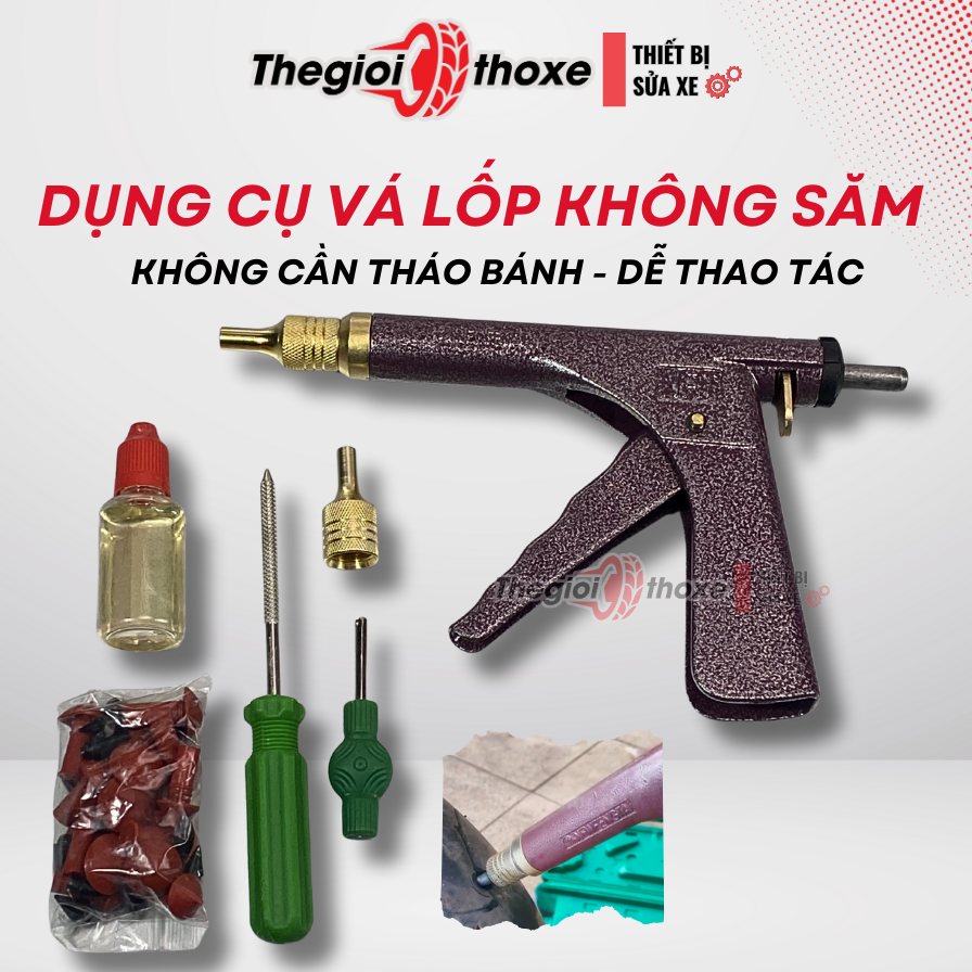 Bộ vá nấm lốp không săm (đi kèm 16 đạn nấm)