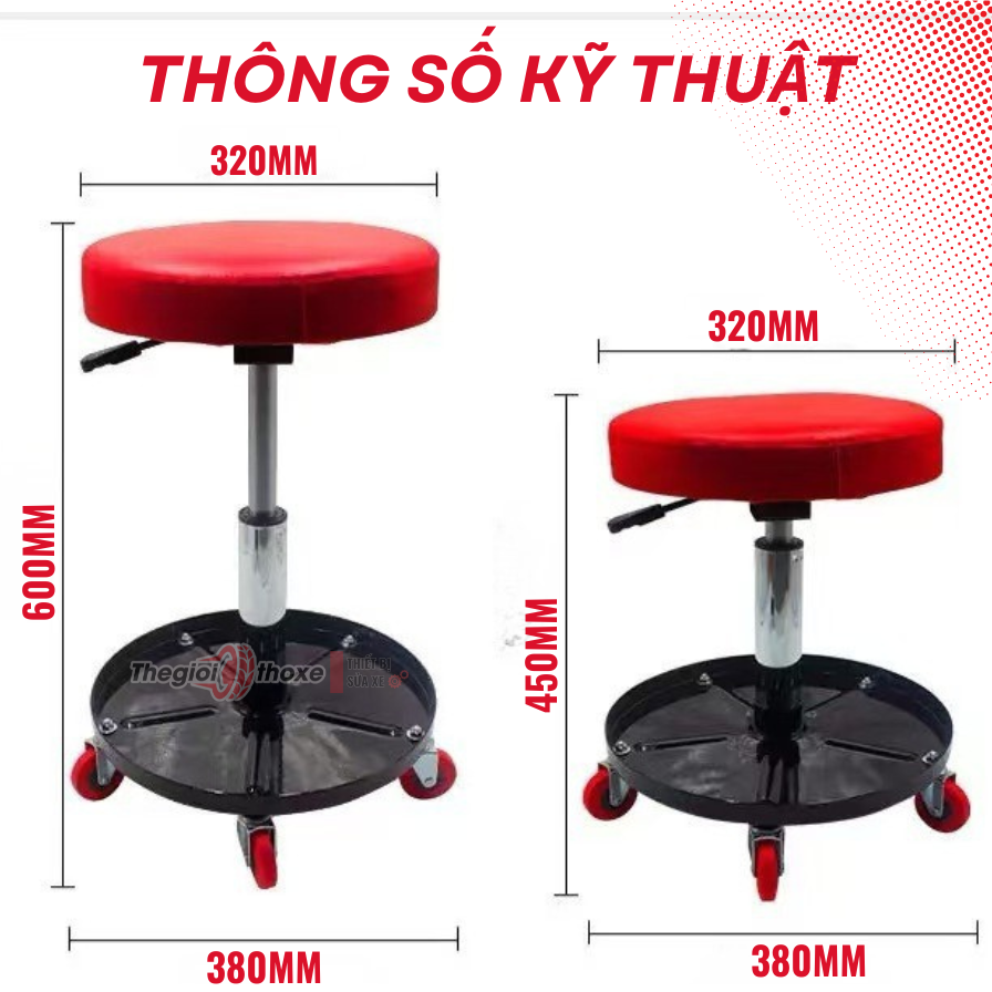 Ghế Sửa Xe Xoay 360 Khay Đồ