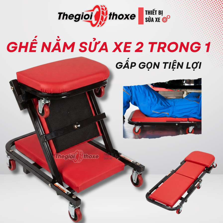 Ghế nằm sửa xe gấp gọn 2 trong 1