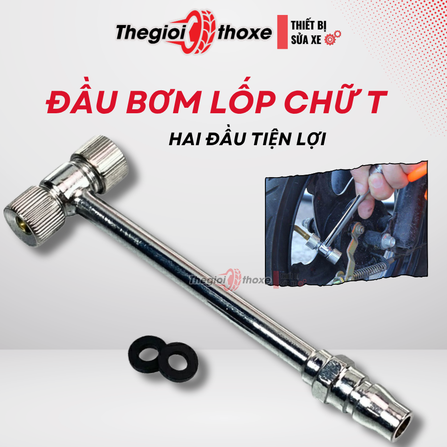Đầu bơm lốp Chữ T 2 Đầu