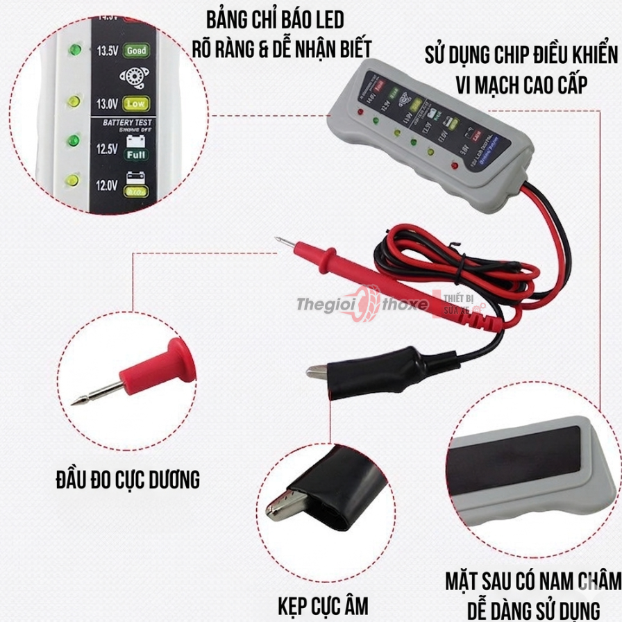 Máy test bình 12V Đèn LED