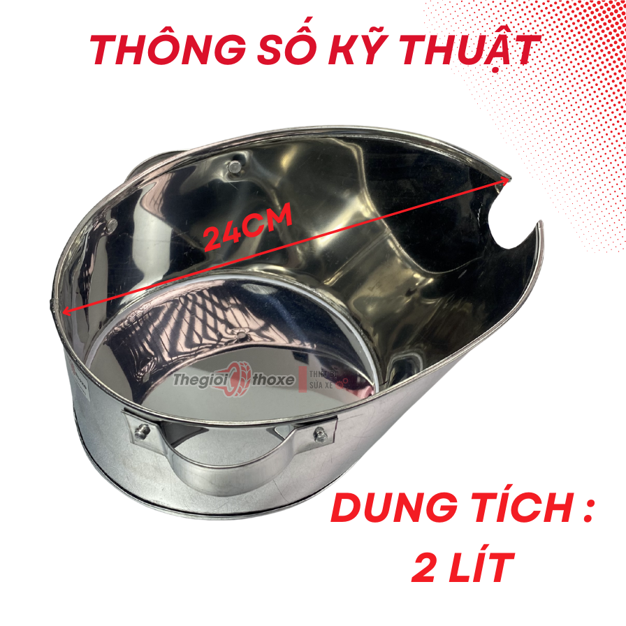 Khay hứng dầu nhớt xe máy bằng Inox 430 - 2 Lít