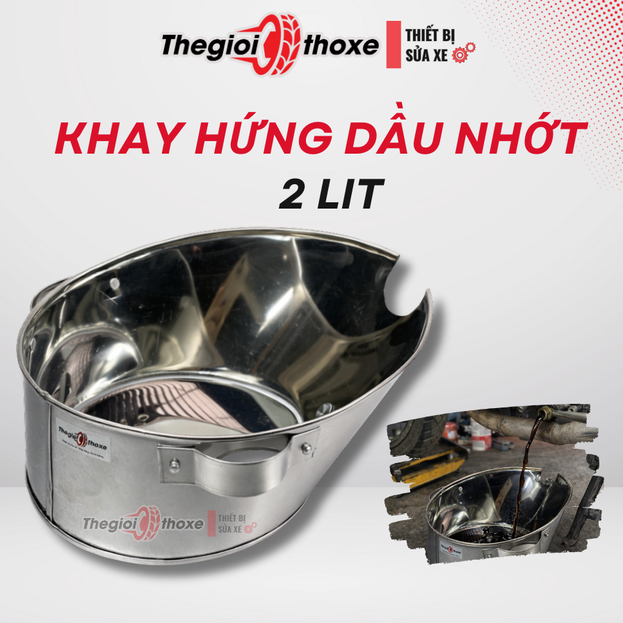 Khay hứng dầu nhớt xe máy bằng Inox 430 - 2 Lít