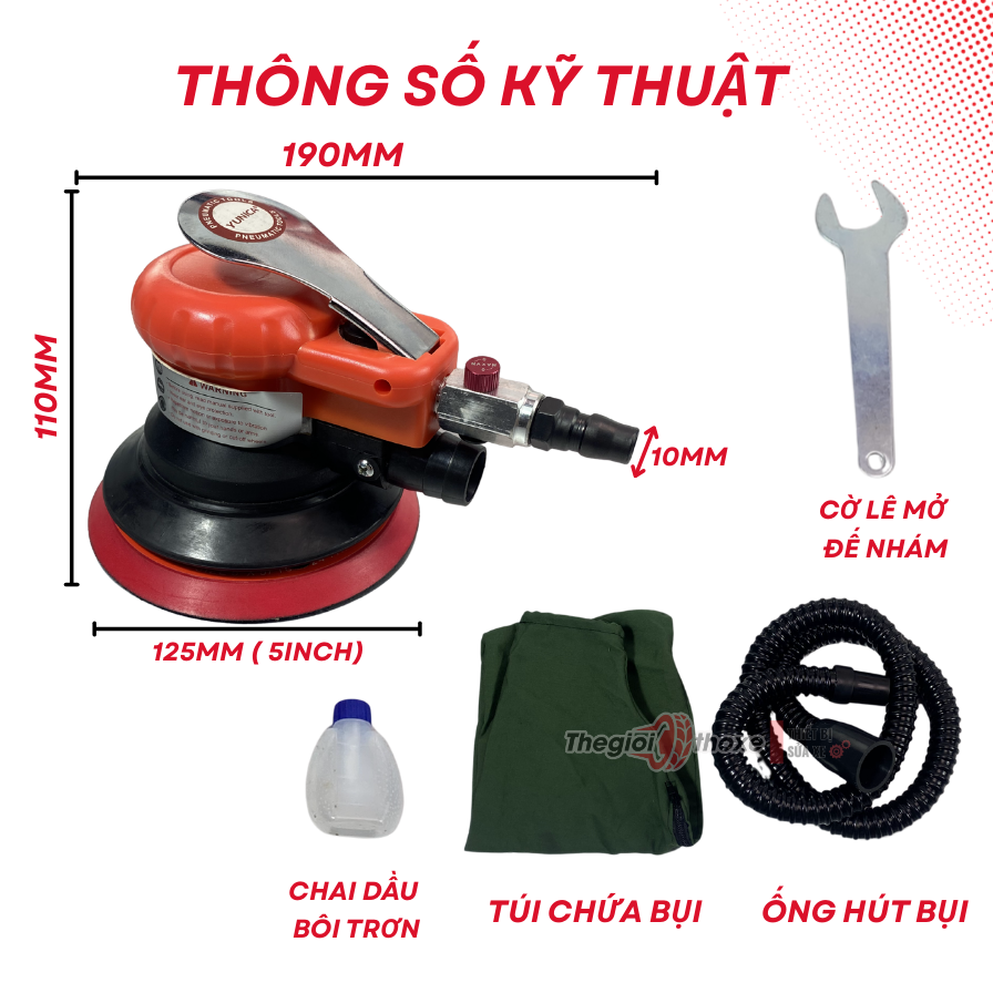 Máy chà nhám hơi tròn Yunica 8402