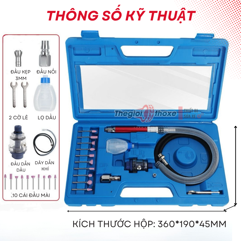 Máy mài hơi dạng bút (tặng kèm 10 đầu đá mài)