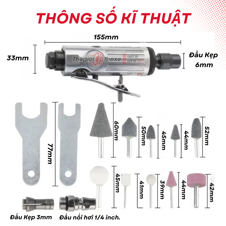 Bộ máy mài săm lốp xe cao cấp (kèm 10 đầu đá)