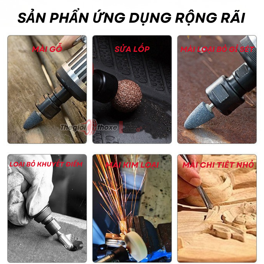 Bộ máy mài săm lốp xe cao cấp (kèm 10 đầu đá)