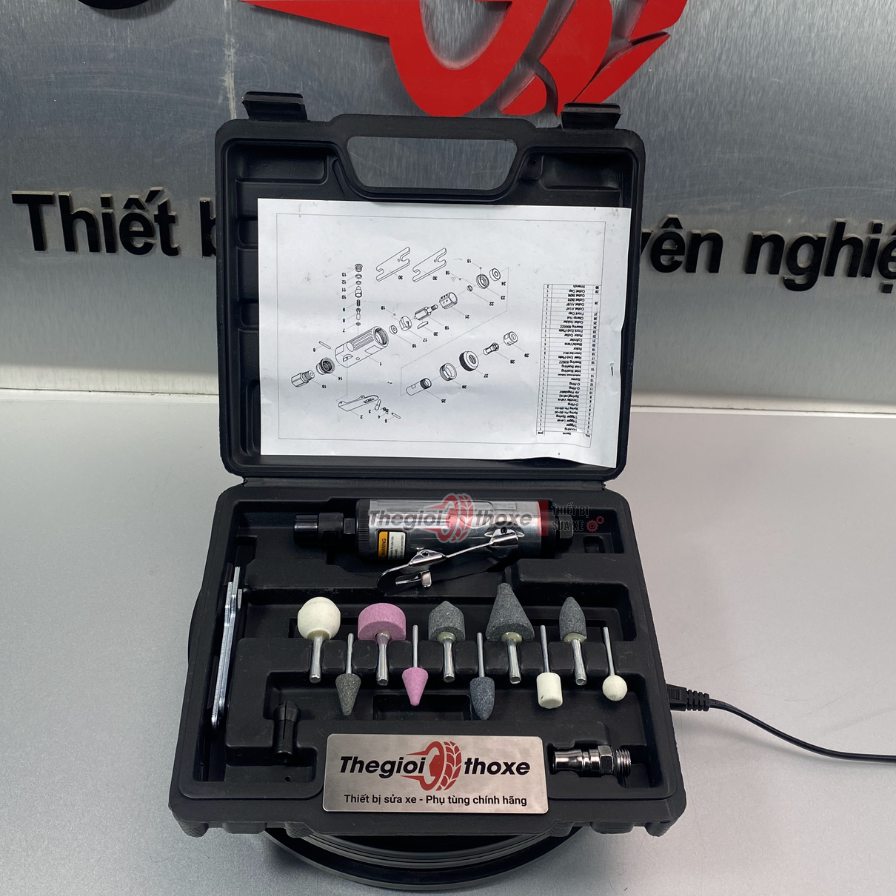 Bộ máy mài săm lốp xe cao cấp (kèm 10 đầu đá)