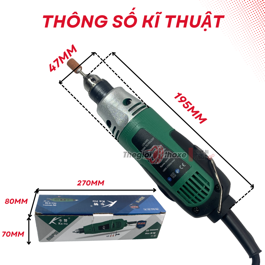 Máy mài săm lốp xe bằng điện 220V (Kèm 4 đầu đá mài)