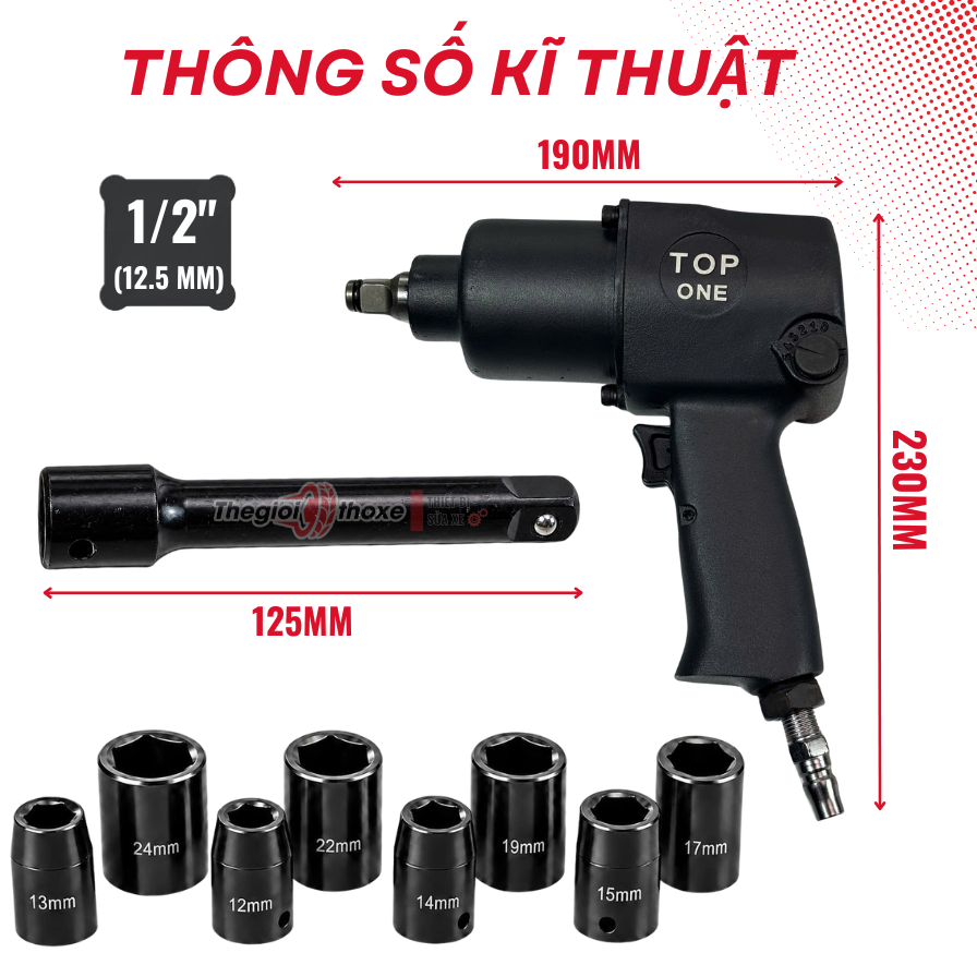 Súng mở ốc bằng hơi 2 búa TOP