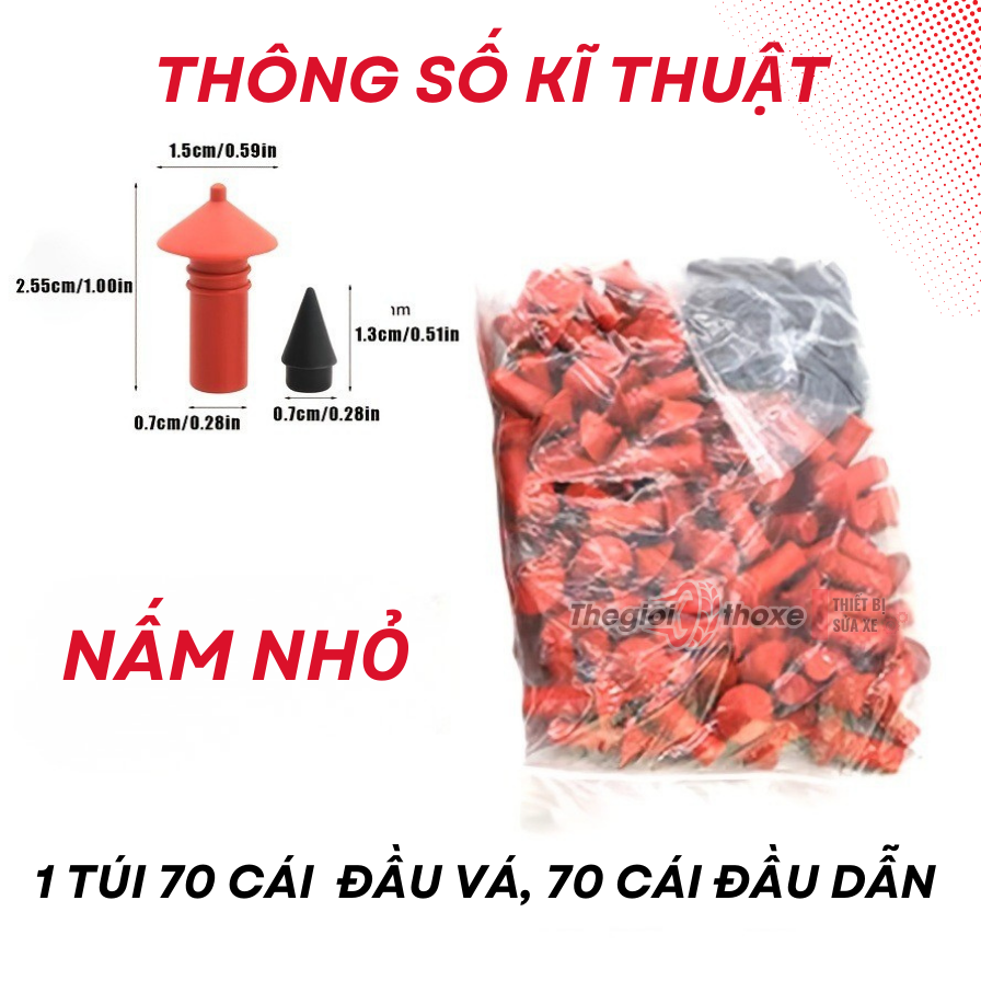 Túi đạn nấm vá lốp không săm (90 viên+ dẫn hướng)