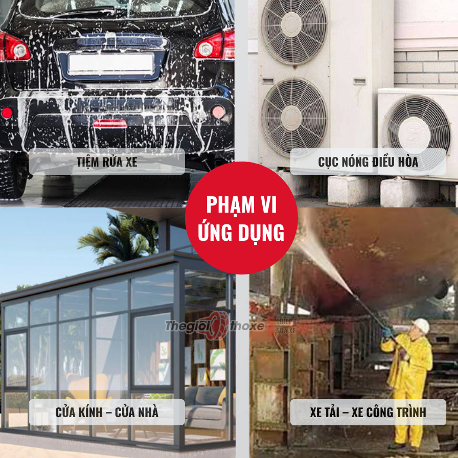 Súng rửa xe cao áp loại ngắn đỏ đen - Chân nối nhanh