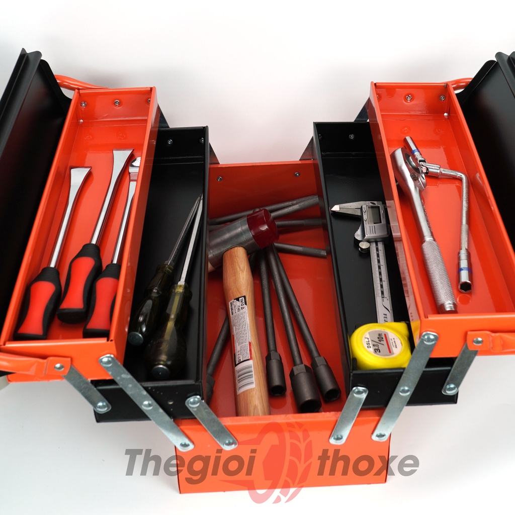 Thùng sắt đựng đồ nghề cỡ trung - Màu cam đen