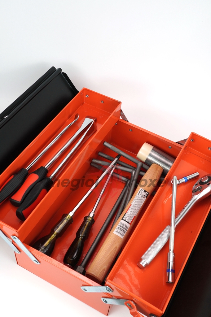 Thùng sắt đựng đồ nghề cỡ trung - Màu cam đen