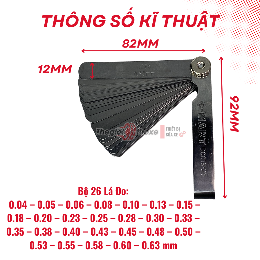 Thước căn lá đo khe hở C-Mart D0018-26