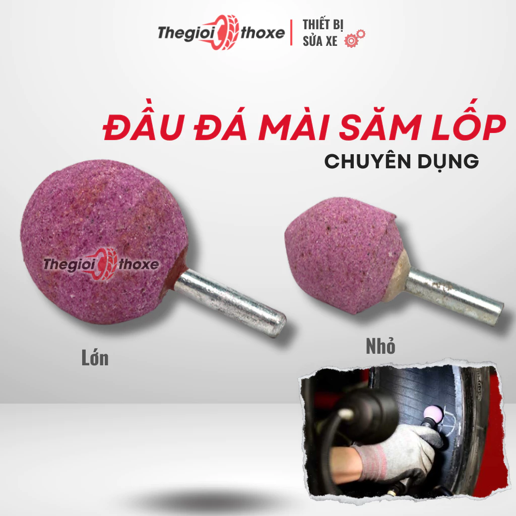 Đầu đá mài săm lốp xe máy, ô tô. Mài săm, mài lốp không săm, ba via