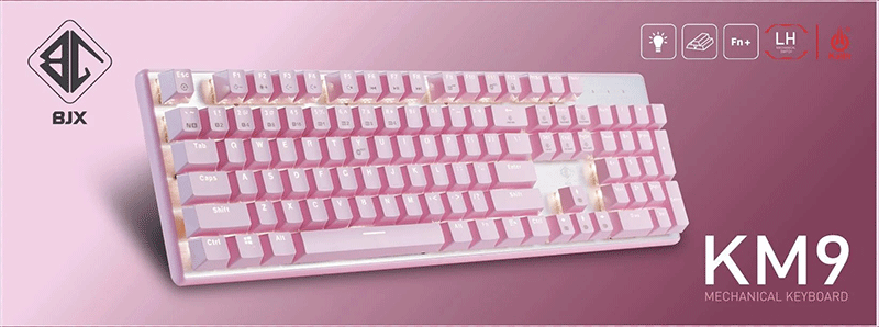 BÀN PHÍM CƠ BJX KM9 PINK FULL SIZE BLUE SWITCH (Pink Version)