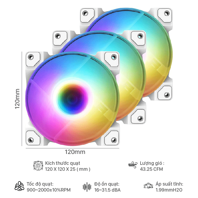FAN CASE ID-COOLING DF-12025-ARGB TRIO SNOW (3pcs Pack)