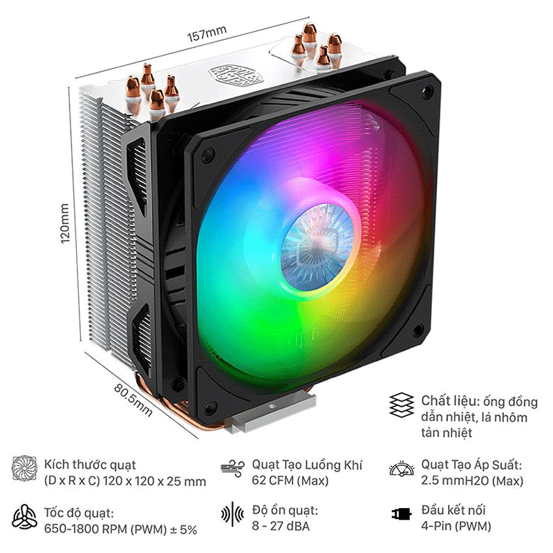 TẢN NHIỆT KHÍ COOLER MASTER HYPER 212 ARGB