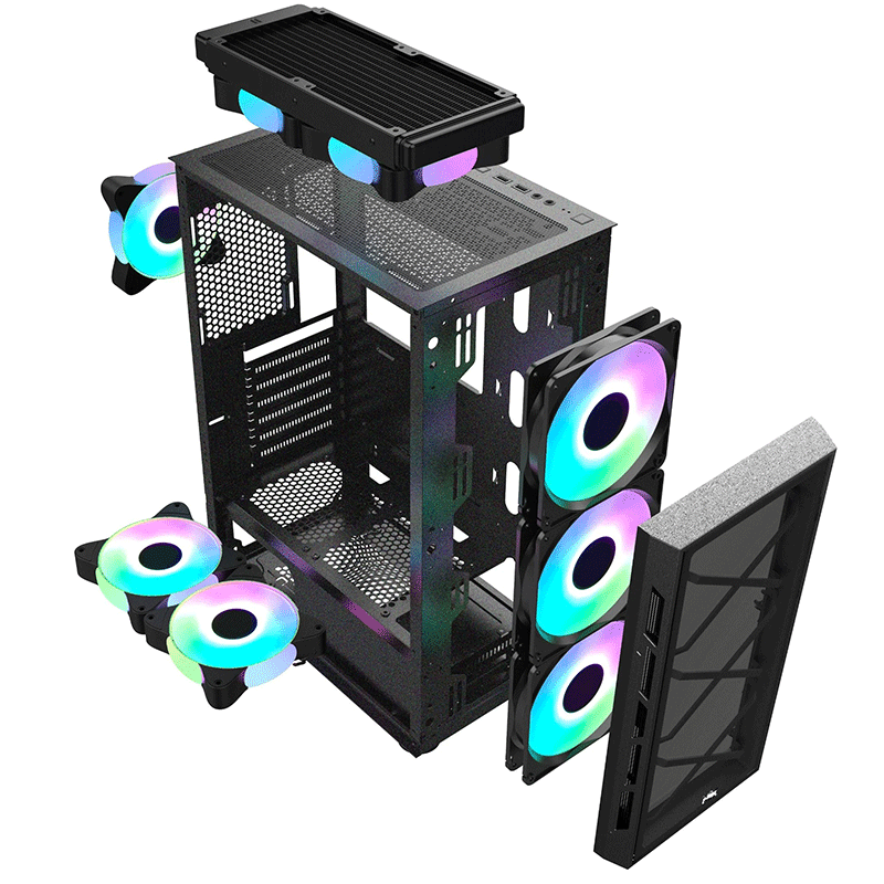 CASE MIK TN10 MID TOWER GAMING BLACK