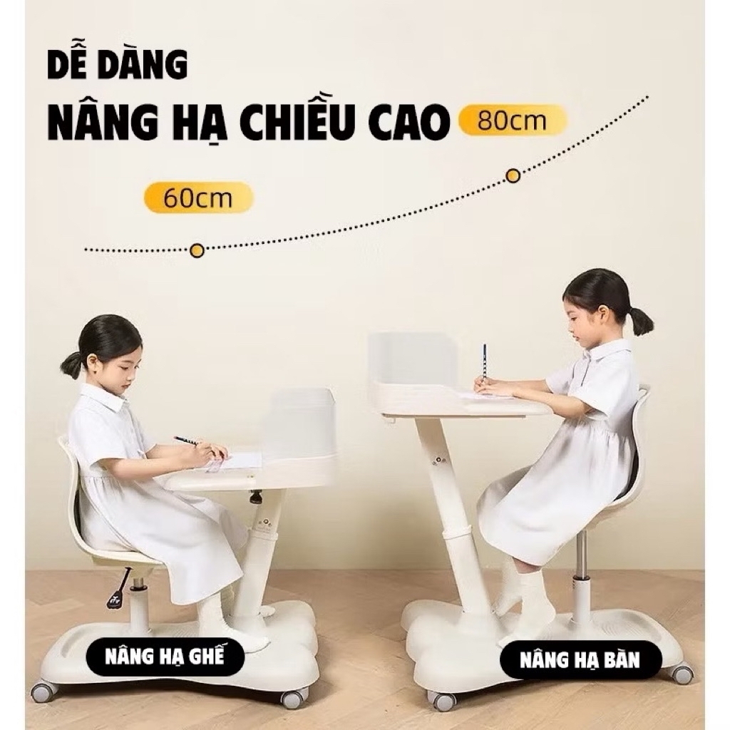 Bàn Ghế Học Sinh Công Thái Học – Tiết Kiệm Không Gian, Điều Chỉnh Linh Hoạt An Toàn Cho Bé | BGCB88 | Nội Thất Anh Hoàng