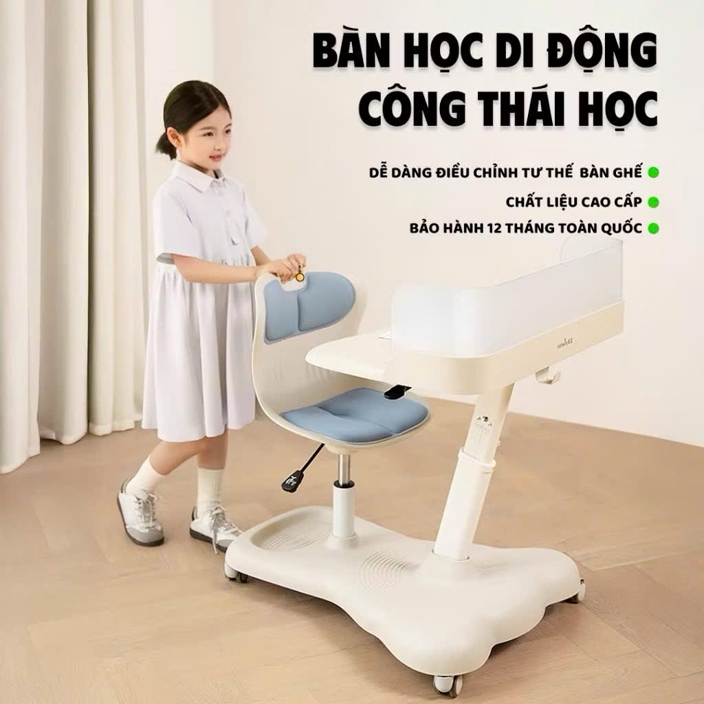 Bàn Ghế Học Sinh Công Thái Học Màu Hồng – Tiết Kiệm Không Gian, Điều Chỉnh Linh Hoạt An Toàn Cho Bé | BGCB88 | Nội Thất Anh Hoàng