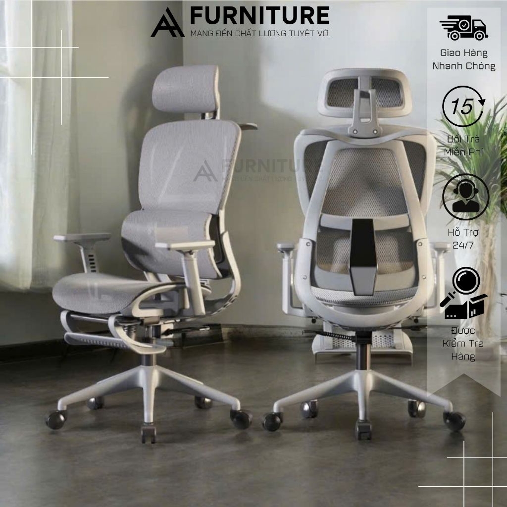 Ghế Xoay Công Thái Học – Ghế Ngồi Học Tập & Làm Việc Siêu Tiện Ích | Mã 919 Black | Nội Thất Anh Hoàng