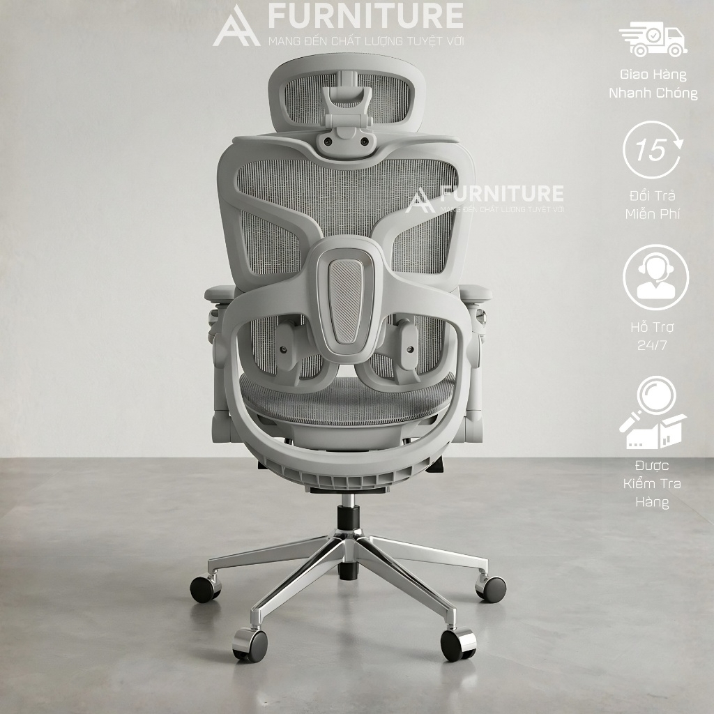 Ghế Văn Phòng Công Thái Học Cao Cấp Tanji 621 Pro Black - Tựa Lưng 2D, Mâm Trượt, Lưng Nâng Hạ, Tay 6D, Ngả Lưng, Gác Chân