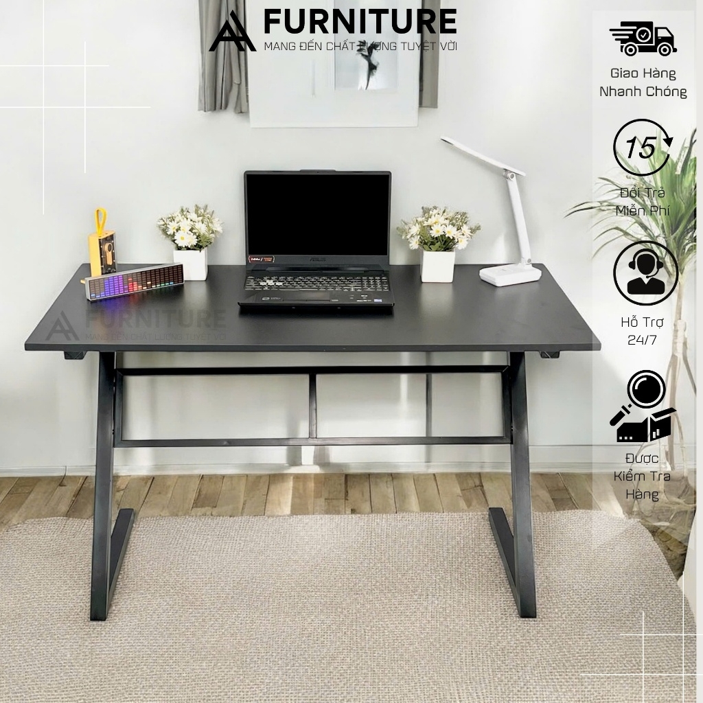 Bàn Máy Tính Gaming Màu Trắng Gỗ MDF Melamine Size 120x60 Cao 75cm Khung Sắt Sơn Tĩnh Điện – Bàn Làm Việc Chơi Game | Mã Z02 | Nội Thất Anh Hoàng